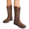 image:imageDREAM PAIRS Womens Cowboy Cowgirl Boots Embroidered Square Toe Mid Calf Western Boots Fashion Dress Chunky Low Heel Shoes for Theme Party Country ConcertDark Brown