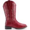 image:imageDREAM PAIRS Womens Cowboy Cowgirl Boots Embroidered Square Toe Mid Calf Western Boots Fashion Dress Chunky Low Heel Shoes for Theme Party Country ConcertRed