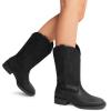 image:imageDREAM PAIRS Womens Cowboy Cowgirl Boots Embroidered Square Toe Mid Calf Western Boots Fashion Dress Chunky Low Heel Shoes for Theme Party Country ConcertAll Black