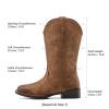 image:imageDREAM PAIRS Womens Cowboy Cowgirl Boots Embroidered Square Toe Mid Calf Western Boots Fashion Dress Chunky Low Heel Shoes for Theme Party Country ConcertBrown