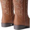 image:imageDREAM PAIRS Womens Cowboy Cowgirl Boots Embroidered Square Toe Mid Calf Western Boots Fashion Dress Chunky Low Heel Shoes for Theme Party Country ConcertTan