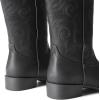 image:imageDREAM PAIRS Womens Cowboy Cowgirl Boots Embroidered Square Toe Mid Calf Western Boots Fashion Dress Chunky Low Heel Shoes for Theme Party Country ConcertAll Black