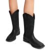 image:imageDREAM PAIRS Womens Cowboy Cowgirl Boots Embroidered Square Toe Mid Calf Western Boots Fashion Dress Chunky Low Heel Shoes for Theme Party Country ConcertAll Black