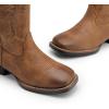 image:imageDREAM PAIRS Womens Cowboy Cowgirl Boots Embroidered Square Toe Mid Calf Western Boots Fashion Dress Chunky Low Heel Shoes for Theme Party Country ConcertBrown