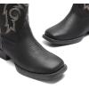 image:imageDREAM PAIRS Womens Cowboy Cowgirl Boots Embroidered Square Toe Mid Calf Western Boots Fashion Dress Chunky Low Heel Shoes for Theme Party Country ConcertBlack