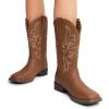 image:imageDREAM PAIRS Womens Cowboy Cowgirl Boots Embroidered Square Toe Mid Calf Western Boots Fashion Dress Chunky Low Heel Shoes for Theme Party Country ConcertTan