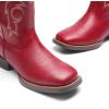 image:imageDREAM PAIRS Womens Cowboy Cowgirl Boots Embroidered Square Toe Mid Calf Western Boots Fashion Dress Chunky Low Heel Shoes for Theme Party Country ConcertRed