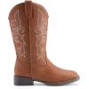 image:imageDREAM PAIRS Womens Cowboy Cowgirl Boots Embroidered Square Toe Mid Calf Western Boots Fashion Dress Chunky Low Heel Shoes for Theme Party Country ConcertTan