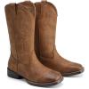 image:imageDREAM PAIRS Womens Cowboy Cowgirl Boots Embroidered Square Toe Mid Calf Western Boots Fashion Dress Chunky Low Heel Shoes for Theme Party Country ConcertBrown