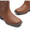 image:imageDREAM PAIRS Womens Cowboy Cowgirl Boots Embroidered Square Toe Mid Calf Western Boots Fashion Dress Chunky Low Heel Shoes for Theme Party Country ConcertTan