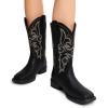 image:imageDREAM PAIRS Womens Cowboy Cowgirl Boots Embroidered Square Toe Mid Calf Western Boots Fashion Dress Chunky Low Heel Shoes for Theme Party Country ConcertBlack