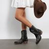 image:imageDREAM PAIRS Womens Cowboy Cowgirl Western Boots Embroidered Stitched Ankle Boots Square Toe Chunky Heel Fashion Short Booties with ZipperBlack