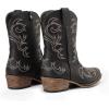 image:imageDREAM PAIRS Womens Cowboy Cowgirl Western Boots Embroidered Stitched Ankle Boots Square Toe Chunky Heel Fashion Short Booties with ZipperBlack