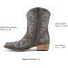 image:imageDREAM PAIRS Womens Cowboy Cowgirl Western Boots Embroidered Stitched Ankle Boots Square Toe Chunky Heel Fashion Short Booties with ZipperBrown