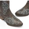image:imageDREAM PAIRS Womens Cowboy Cowgirl Western Boots Embroidered Stitched Ankle Boots Square Toe Chunky Heel Fashion Short Booties with ZipperBrown