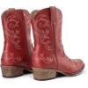 image:imageDREAM PAIRS Womens Cowboy Cowgirl Western Boots Embroidered Stitched Ankle Boots Square Toe Chunky Heel Fashion Short Booties with ZipperRed