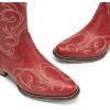 image:imageDREAM PAIRS Womens Cowboy Cowgirl Western Boots Embroidered Stitched Ankle Boots Square Toe Chunky Heel Fashion Short Booties with ZipperRed