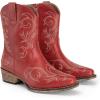 image:imageDREAM PAIRS Womens Cowboy Cowgirl Western Boots Embroidered Stitched Ankle Boots Square Toe Chunky Heel Fashion Short Booties with ZipperRed