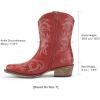 image:imageDREAM PAIRS Womens Cowboy Cowgirl Western Boots Embroidered Stitched Ankle Boots Square Toe Chunky Heel Fashion Short Booties with ZipperRed