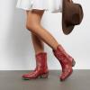 image:imageDREAM PAIRS Womens Cowboy Cowgirl Western Boots Embroidered Stitched Ankle Boots Square Toe Chunky Heel Fashion Short Booties with ZipperRed