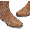 image:imageDREAM PAIRS Womens Cowboy Cowgirl Western Boots Embroidered Stitched Ankle Boots Square Toe Chunky Heel Fashion Short Booties with ZipperTan