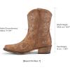 image:imageDREAM PAIRS Womens Cowboy Cowgirl Western Boots Embroidered Stitched Ankle Boots Square Toe Chunky Heel Fashion Short Booties with ZipperTan
