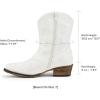 image:imageDREAM PAIRS Womens Cowboy Cowgirl Western Boots Embroidered Stitched Ankle Boots Square Toe Chunky Heel Fashion Short Booties with ZipperWhite