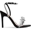 image:imageDREAM PAIRS Womens Double Bowknots Crystal Sandals Clear Slingback Heels Square Toe Shoes for Party WeddingBlack