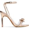 image:imageDREAM PAIRS Womens Double Bowknots Crystal Sandals Clear Slingback Heels Square Toe Shoes for Party WeddingChampagne