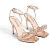 image:imageDREAM PAIRS Womens Double Bowknots Crystal Sandals Clear Slingback Heels Square Toe Shoes for Party WeddingChampagne