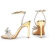 image:imageDREAM PAIRS Womens Double Bowknots Crystal Sandals Clear Slingback Heels Square Toe Shoes for Party WeddingGoldpat