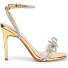 image:imageDREAM PAIRS Womens Double Bowknots Crystal Sandals Clear Slingback Heels Square Toe Shoes for Party WeddingGoldpat