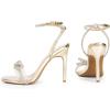 image:imageDREAM PAIRS Womens Double Bowknots Crystal Sandals Clear Slingback Heels Square Toe Shoes for Party WeddingGoldpu