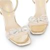 image:imageDREAM PAIRS Womens Double Bowknots Crystal Sandals Clear Slingback Heels Square Toe Shoes for Party WeddingGoldpu