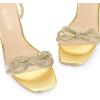 image:imageDREAM PAIRS Womens Double Bowknots Crystal Sandals Clear Slingback Heels Square Toe Shoes for Party WeddingGoldrhinestone