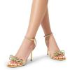 image:imageDREAM PAIRS Womens Double Bowknots Crystal Sandals Clear Slingback Heels Square Toe Shoes for Party WeddingGoldrhinestone