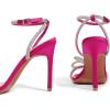 image:imageDREAM PAIRS Womens Double Bowknots Crystal Sandals Clear Slingback Heels Square Toe Shoes for Party WeddingHot Pinksatin