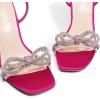 image:imageDREAM PAIRS Womens Double Bowknots Crystal Sandals Clear Slingback Heels Square Toe Shoes for Party WeddingHot Pinksatin