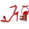 image:imageDREAM PAIRS Womens Double Bowknots Crystal Sandals Clear Slingback Heels Square Toe Shoes for Party WeddingRedsatin