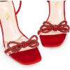 image:imageDREAM PAIRS Womens Double Bowknots Crystal Sandals Clear Slingback Heels Square Toe Shoes for Party WeddingRedsatin