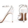 image:imageDREAM PAIRS Womens Double Bowknots Crystal Sandals Clear Slingback Heels Square Toe Shoes for Party WeddingWhite