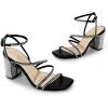 image:imageDREAM PAIRS Womens Heels Chunky Block Strappy Square Open Toe Ankle Buckle Heeled Sandals Wedding Party Dress Shoes IndieBlackrhinestone
