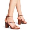 image:imageDREAM PAIRS Womens Heels Chunky Block Strappy Square Open Toe Ankle Buckle Heeled Sandals Wedding Party Dress Shoes IndieBrown