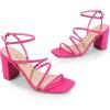 image:imageDREAM PAIRS Womens Heels Chunky Block Strappy Square Open Toe Ankle Buckle Heeled Sandals Wedding Party Dress Shoes IndieHot Pink