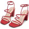 image:imageDREAM PAIRS Womens Heels Chunky Block Strappy Square Open Toe Ankle Buckle Heeled Sandals Wedding Party Dress Shoes IndieRedpu