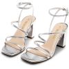 image:imageDREAM PAIRS Womens Heels Chunky Block Strappy Square Open Toe Ankle Buckle Heeled Sandals Wedding Party Dress Shoes IndieSilverpu