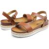 image:imageDREAM PAIRS Womens Open Toe Ankle Strap Espadrille Casual Flatform Platform Wedge SandalsBrownpu