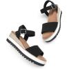 image:imageDREAM PAIRS Womens Open Toe Buckle Ankle Strap Espadrille Platform Wedge SandalsBlack
