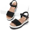image:imageDREAM PAIRS Womens Open Toe Buckle Ankle Strap Espadrille Platform Wedge SandalsBlack