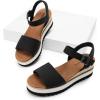 image:imageDREAM PAIRS Womens Open Toe Buckle Ankle Strap Espadrille Platform Wedge SandalsBlackcanvas